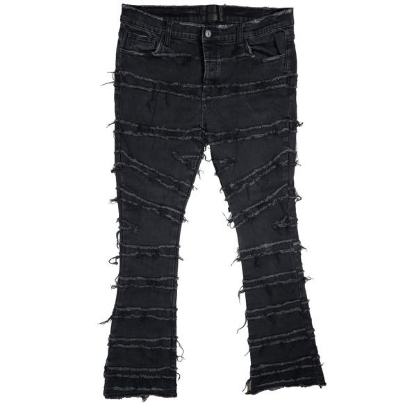 Valabasas Jeans Mens 38x35 Black Flare Button Fly Stacked Streetwear Grunge USA - Picture 1 of 9